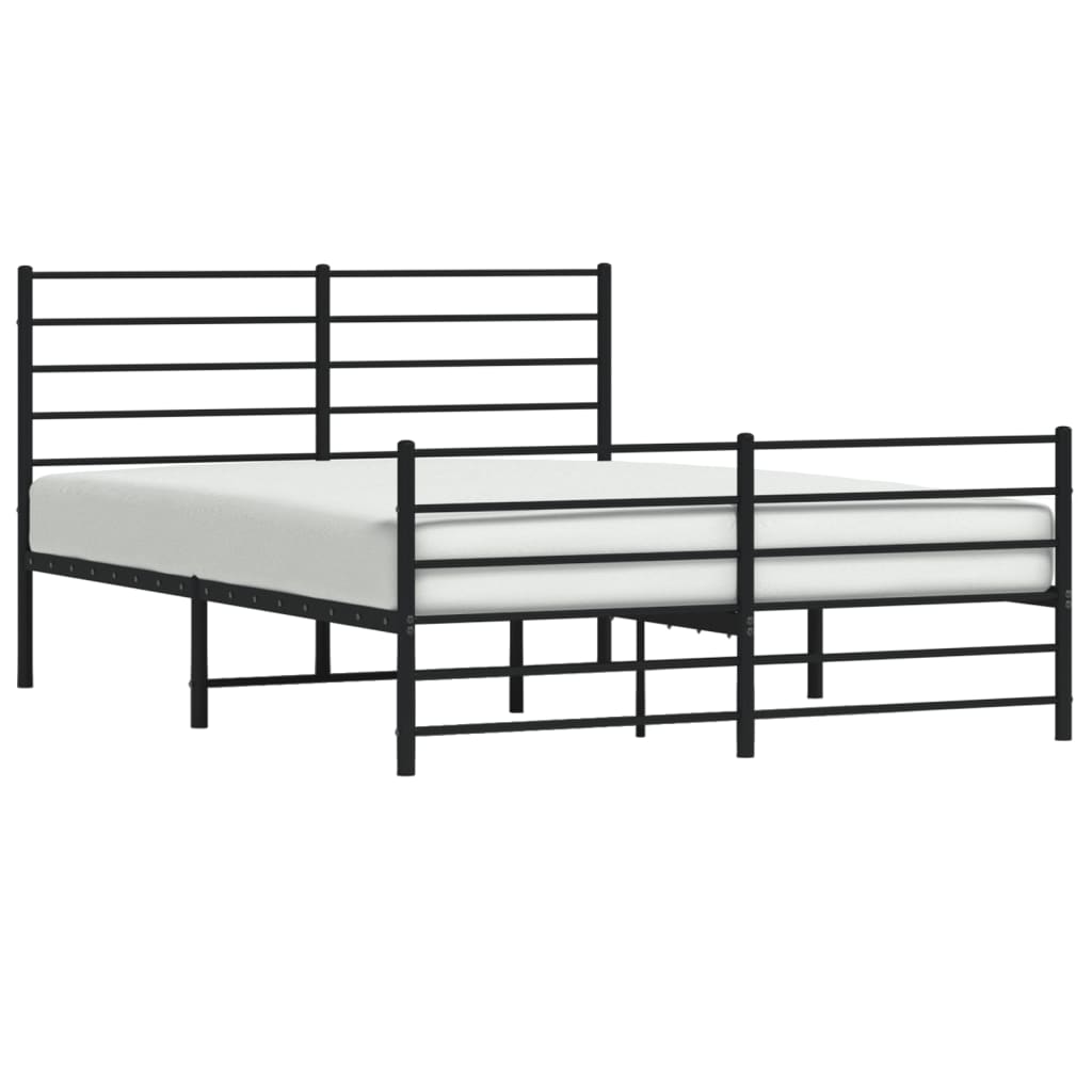 Cadre de lit métal sans matelas avec pied de lit noir 140x190cm - XIOS