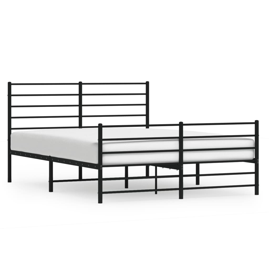 Cadre de lit métal sans matelas avec pied de lit noir 160x200cm - XIOS