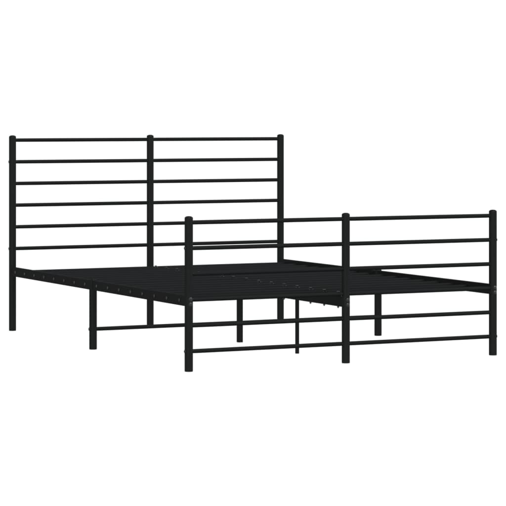 Cadre de lit métal sans matelas avec pied de lit noir 160x200cm - XIOS