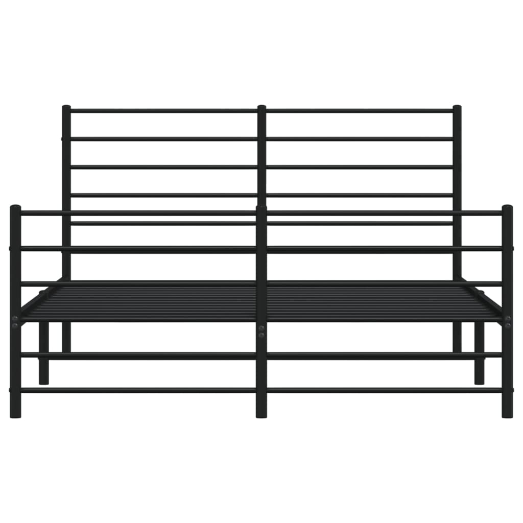 Cadre de lit métal sans matelas avec pied de lit noir 160x200cm - XIOS
