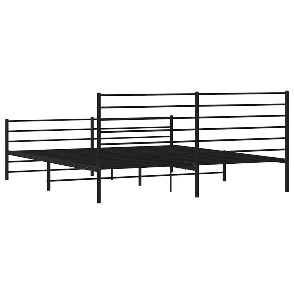 Cadre de lit métal sans matelas avec pied de lit noir 183x213cm - XIOS