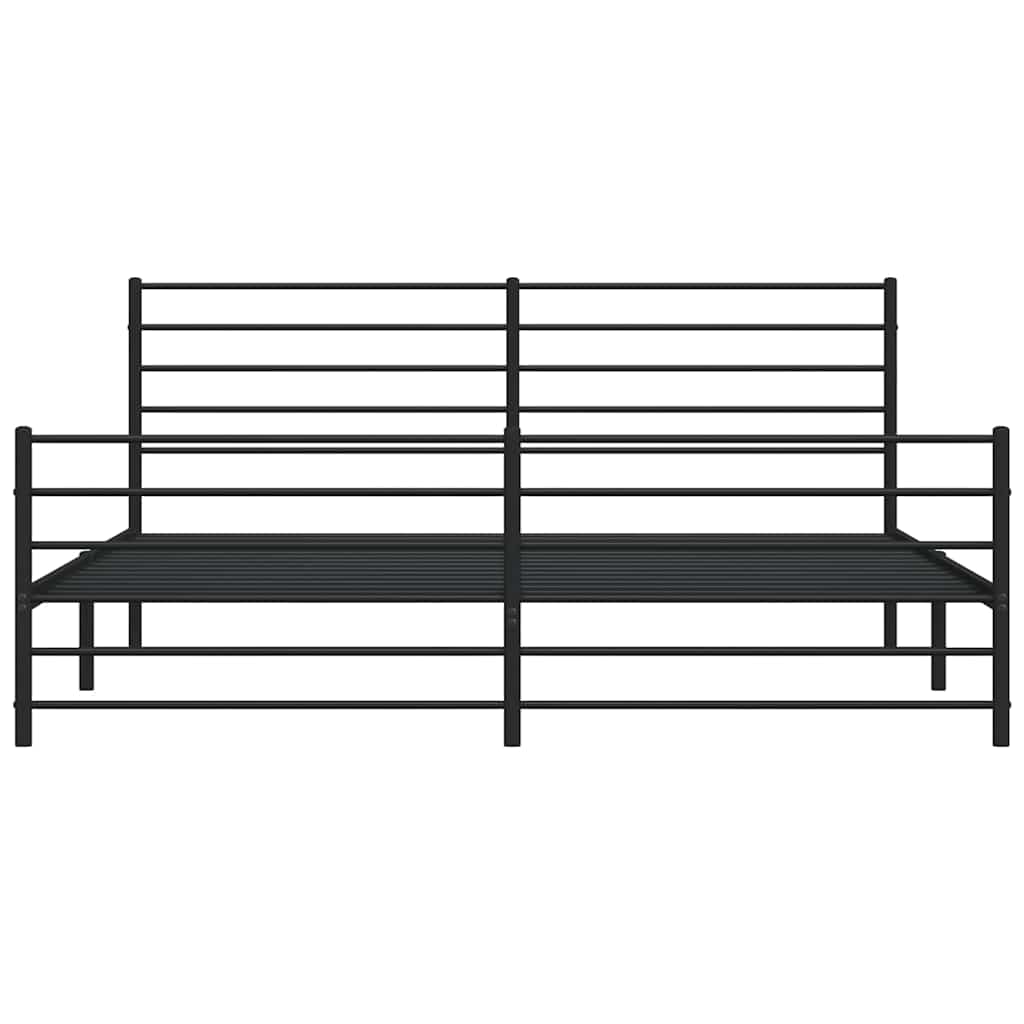 Cadre de lit métal sans matelas avec pied de lit noir 193x203cm - XIOS