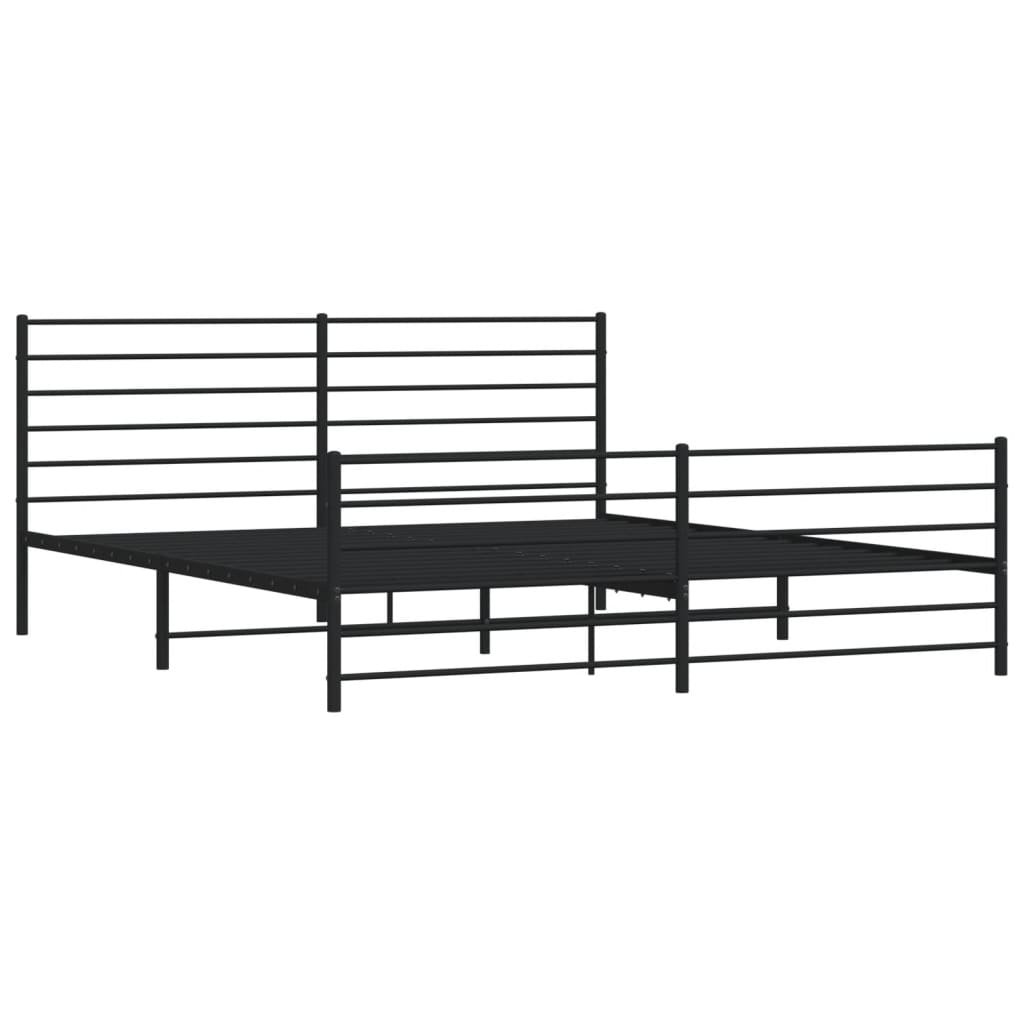 Cadre de lit métal sans matelas avec pied de lit noir 200x200cm - XIOS