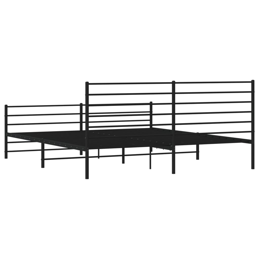 Cadre de lit métal sans matelas avec pied de lit noir 200x200cm - XIOS