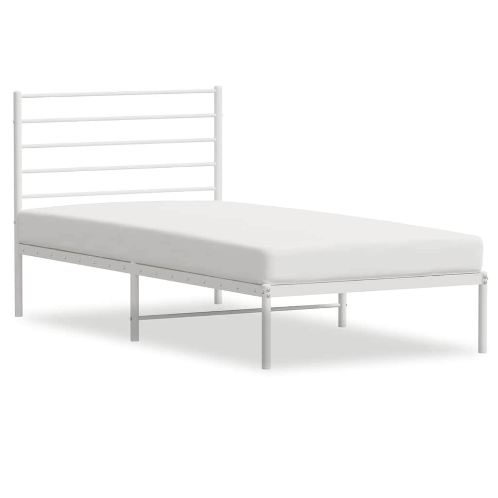 Cadre de lit métal sans matelas avec tête de lit blanc 75x190cm - XIOS
