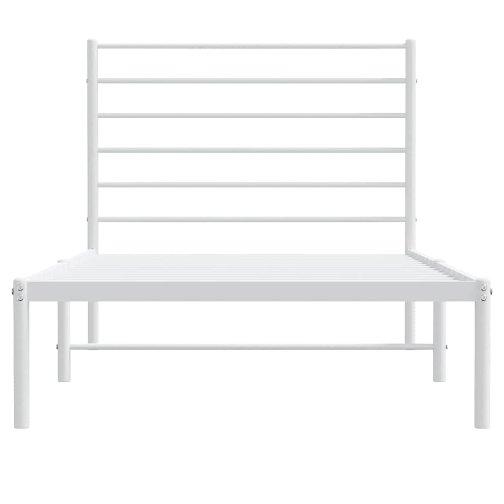 Cadre de lit métal sans matelas avec tête de lit blanc 90x190cm - XIOS