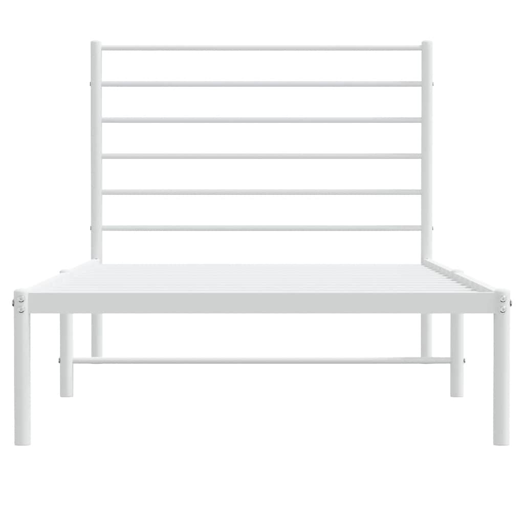 Cadre de lit métal sans matelas et tête de lit blanc 100x190 cm - XIOS