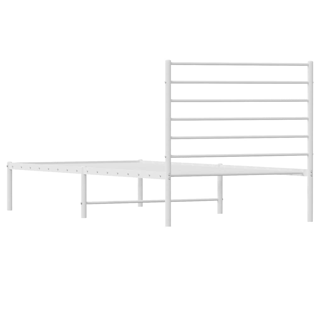 Cadre de lit métal sans matelas et tête de lit blanc 100x190 cm - XIOS