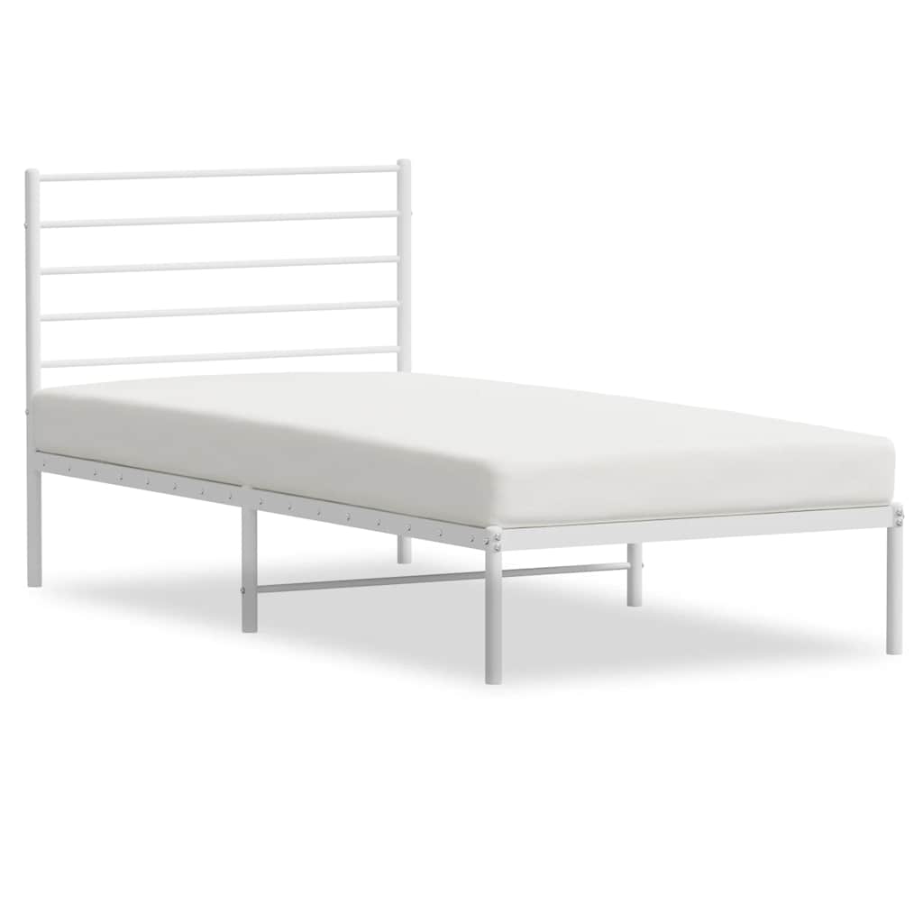 Cadre de lit métal sans matelas et tête de lit blanc 100x200 cm - XIOS