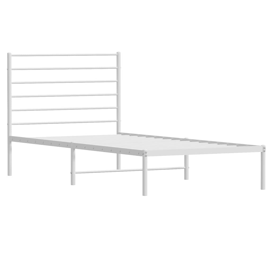 Cadre de lit métal sans matelas et tête de lit blanc 100x200 cm - XIOS