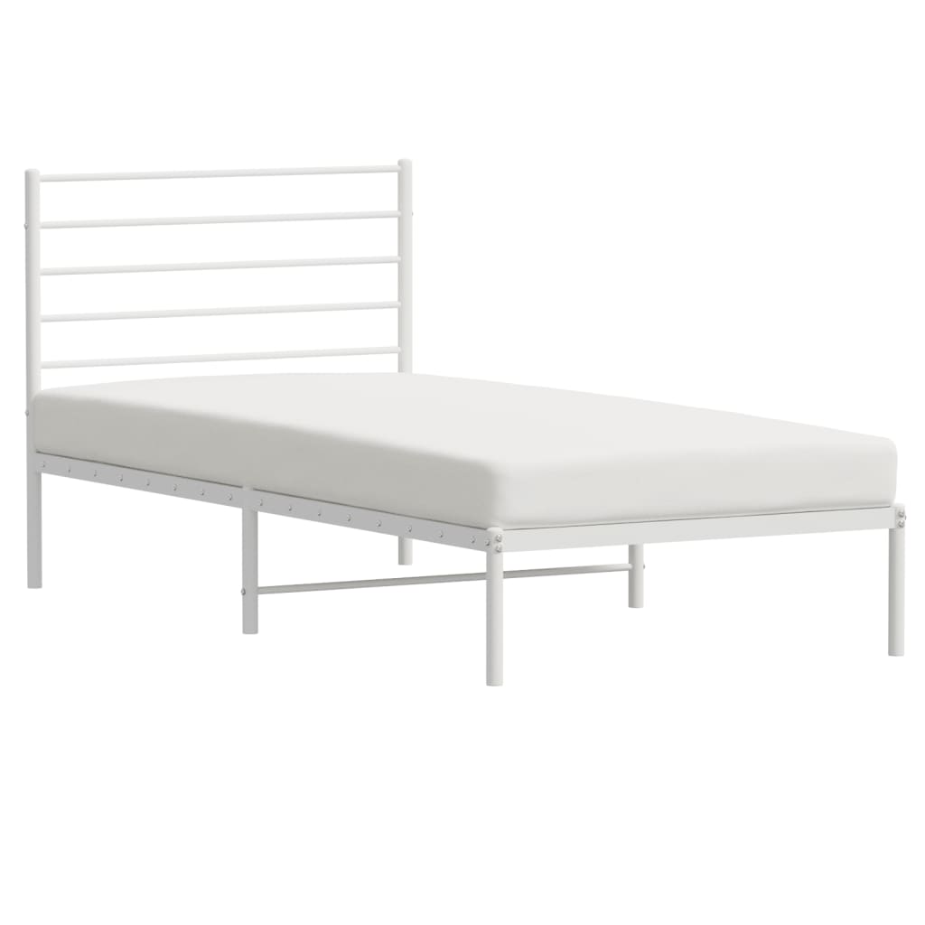 Cadre de lit métal sans matelas et tête de lit blanc 107x203 cm - XIOS