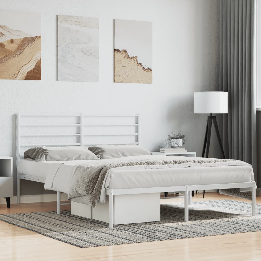 Cadre de lit métal sans matelas et tête de lit blanc 120x190 cm - XIOS