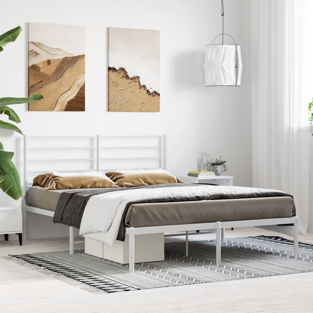 Cadre de lit métal sans matelas et tête de lit blanc 120x200 cm - XIOS