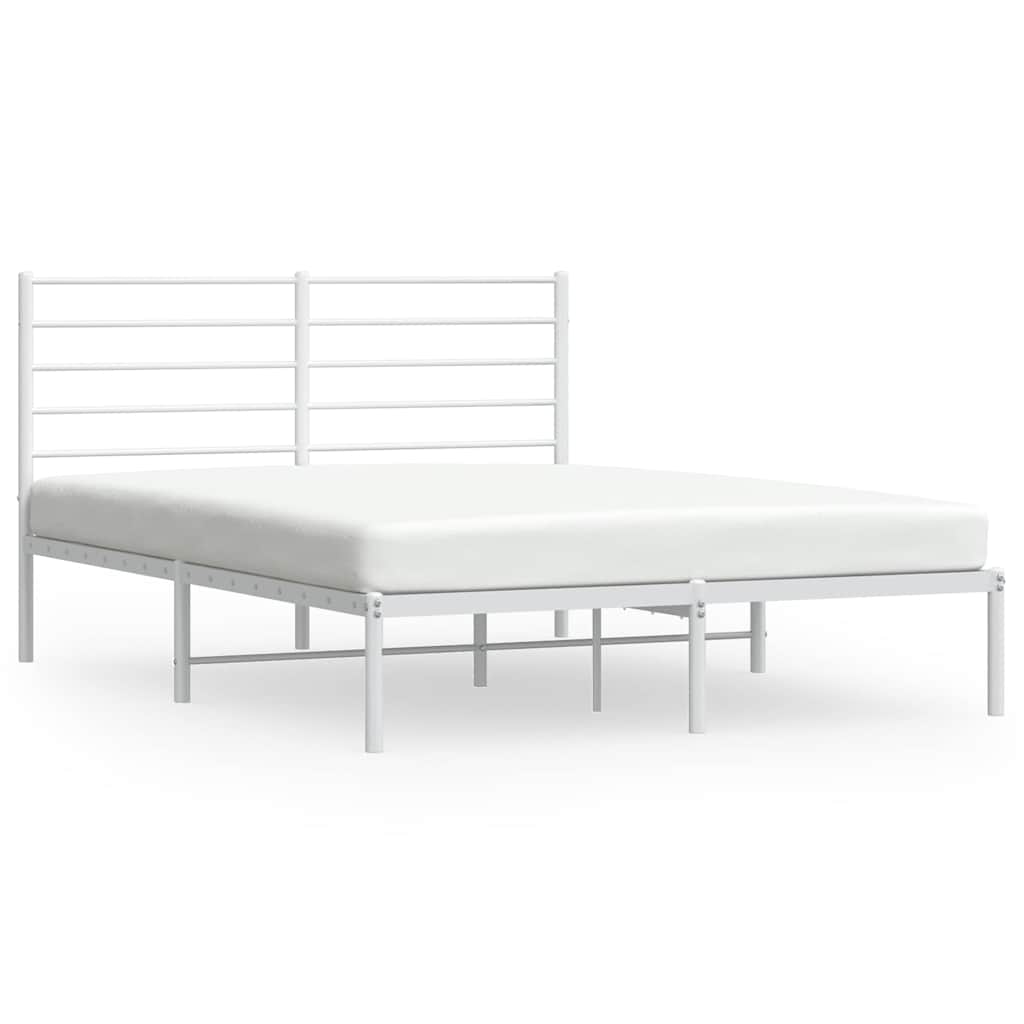 Cadre de lit métal sans matelas et tête de lit blanc 135x190 cm - XIOS