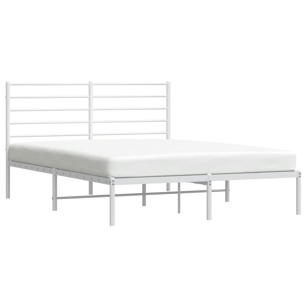 Cadre de lit métal sans matelas et tête de lit blanc 135x190 cm - XIOS
