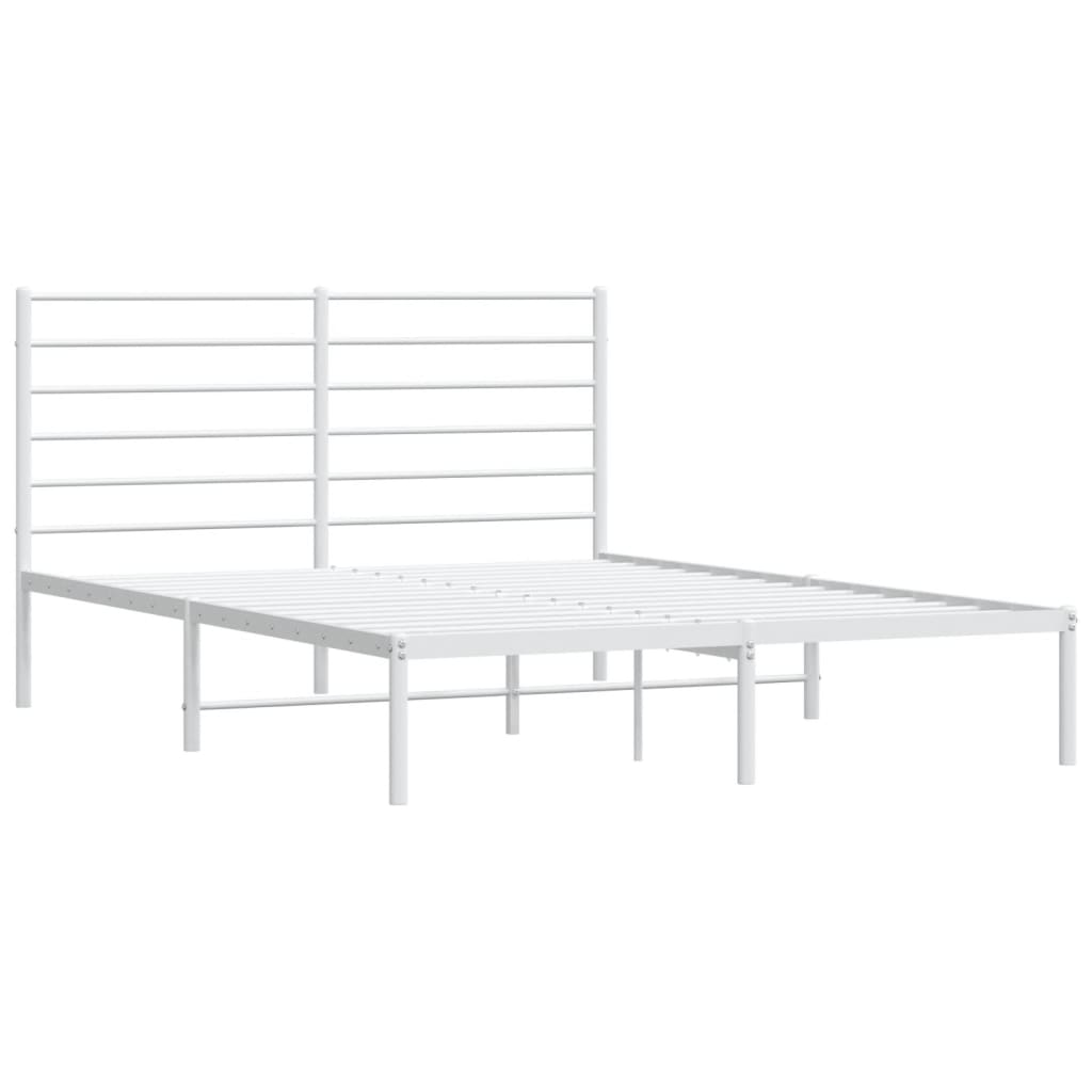 Cadre de lit métal sans matelas et tête de lit blanc 140x190 cm - XIOS
