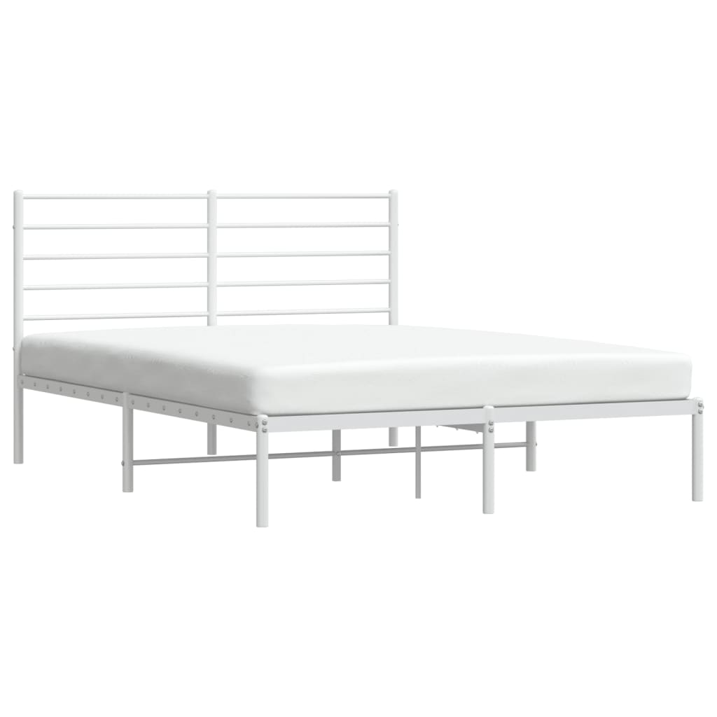 Cadre de lit métal sans matelas et tête de lit blanc 140x200 cm - XIOS