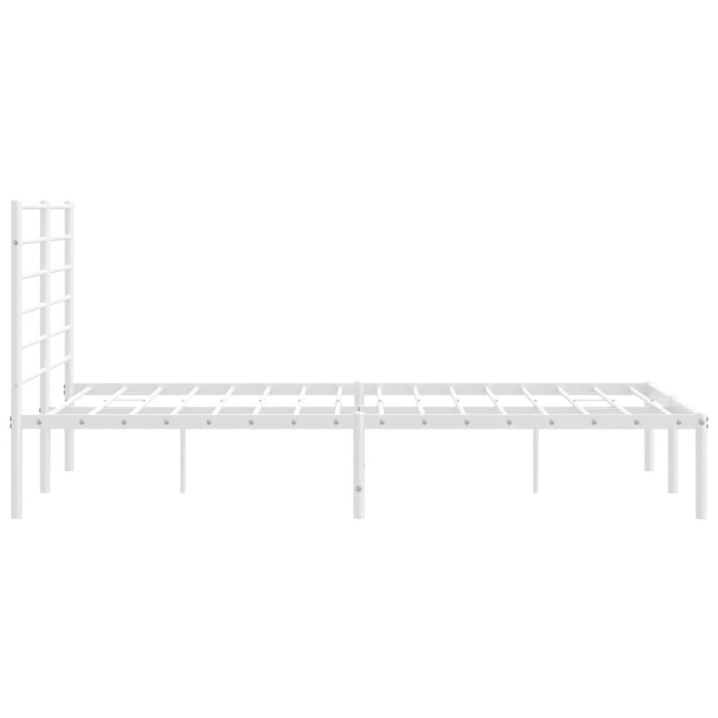 Cadre de lit métal sans matelas et tête de lit blanc 140x200 cm - XIOS