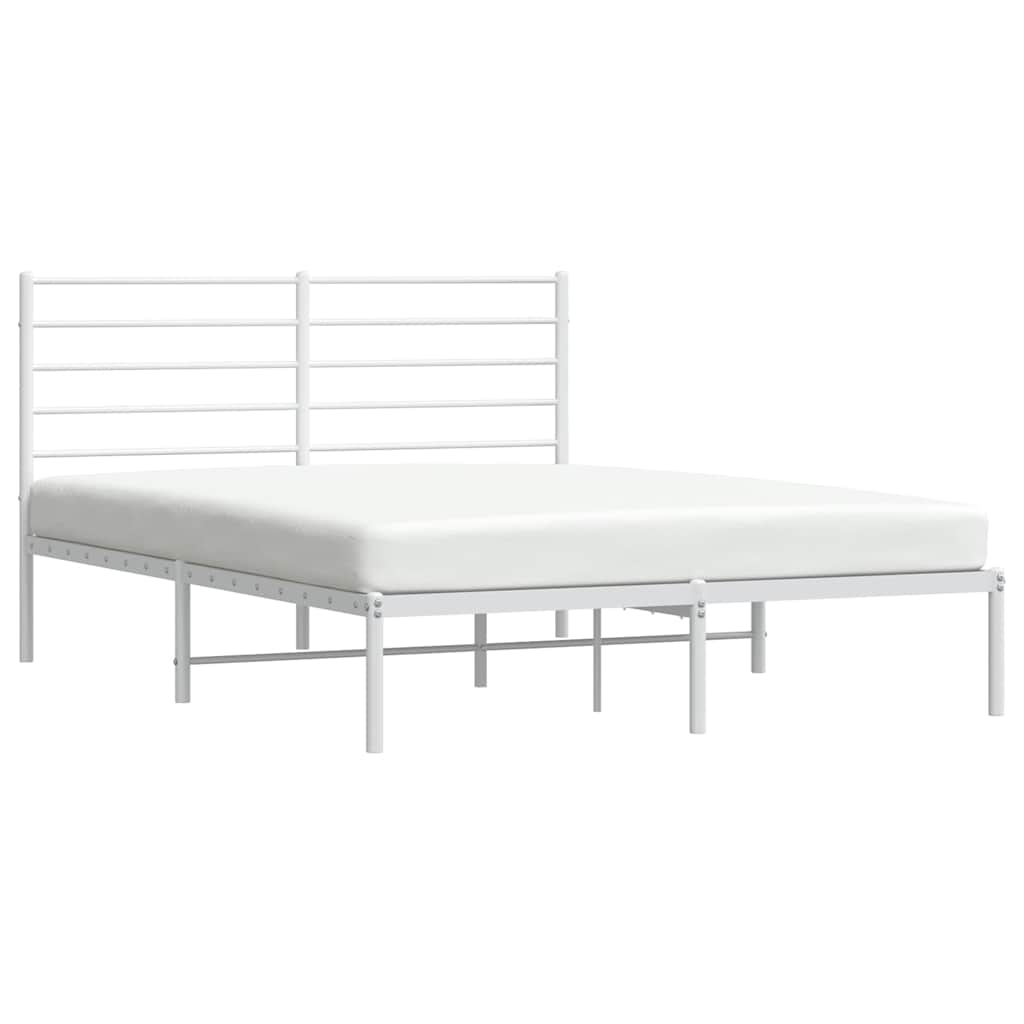 Cadre de lit métal sans matelas et tête de lit blanc 150x200 cm - XIOS