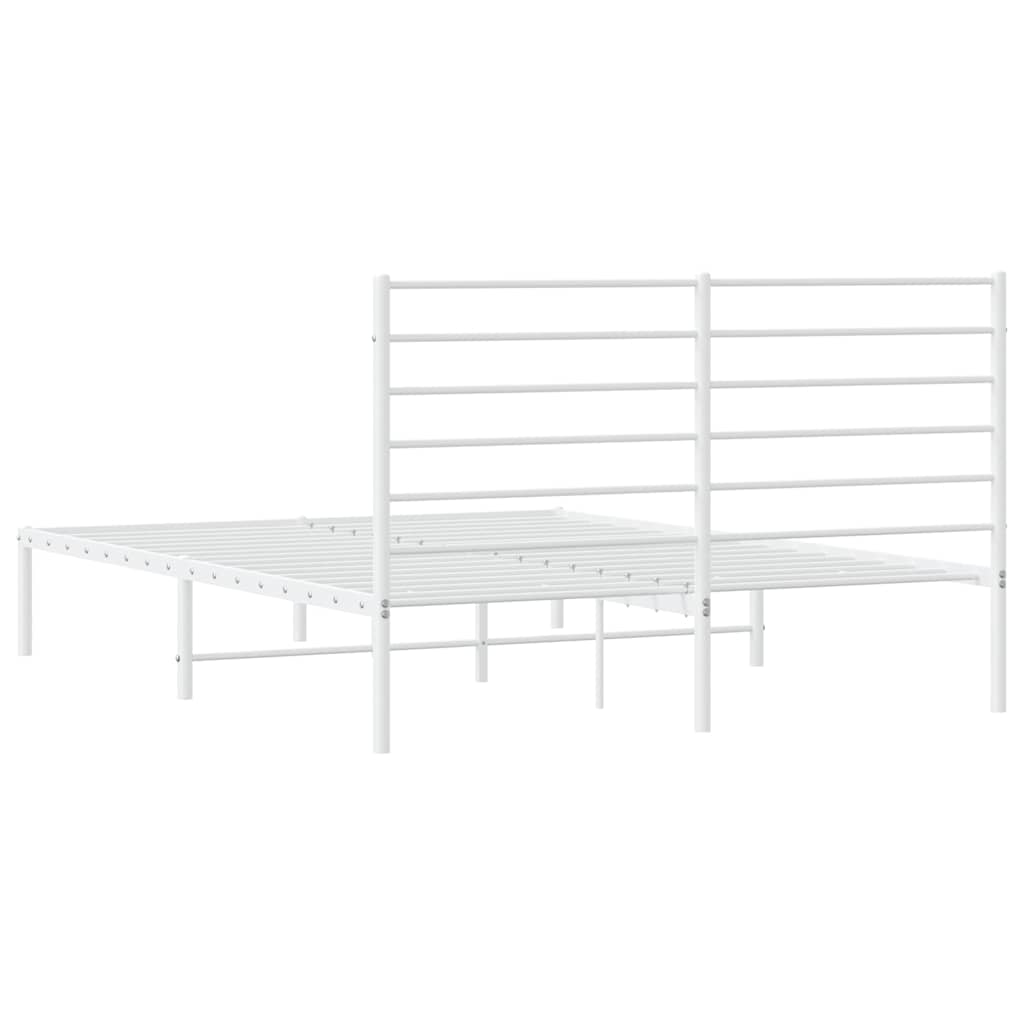 Cadre de lit métal sans matelas et tête de lit blanc 150x200 cm - XIOS