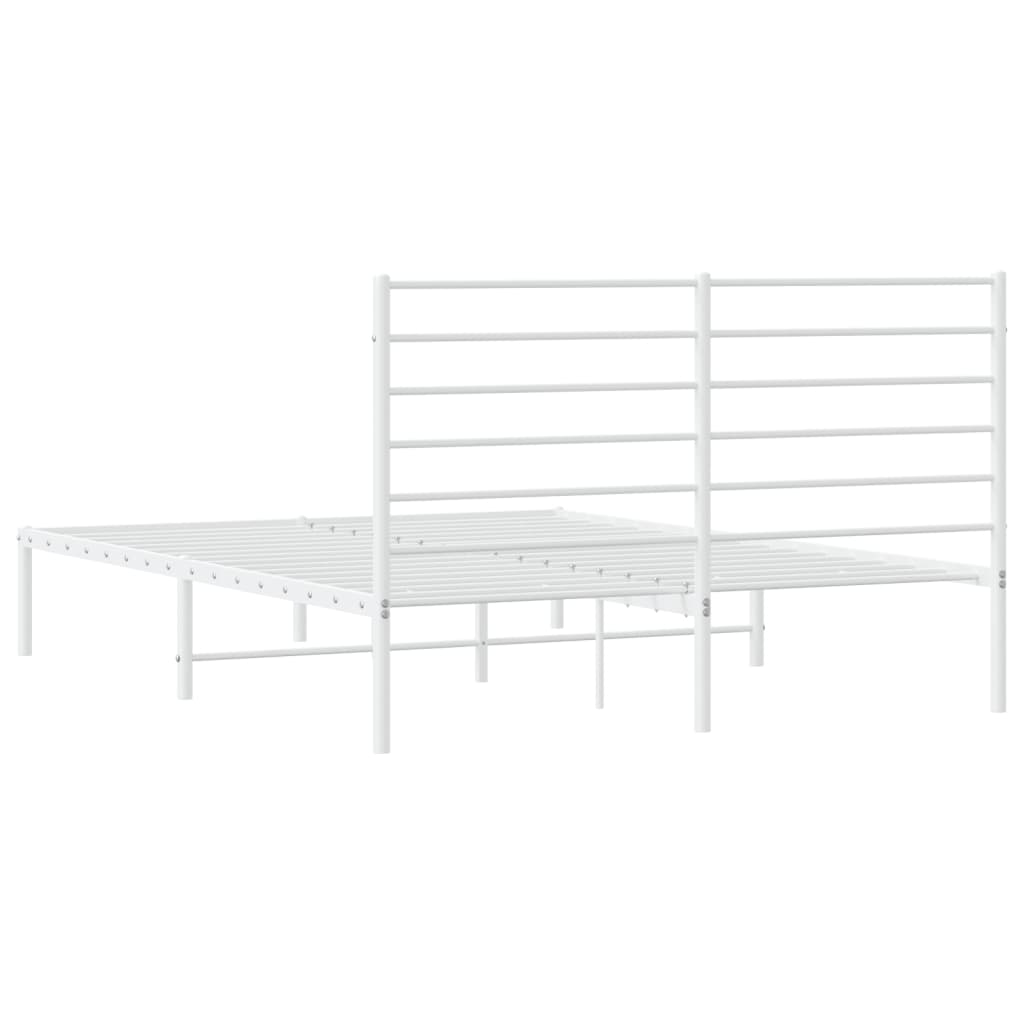 Cadre de lit métal sans matelas et tête de lit blanc 160x200 cm - XIOS