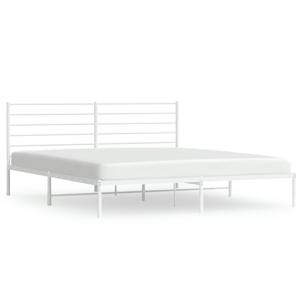 Cadre de lit métal sans matelas et tête de lit blanc 180x200 cm - XIOS