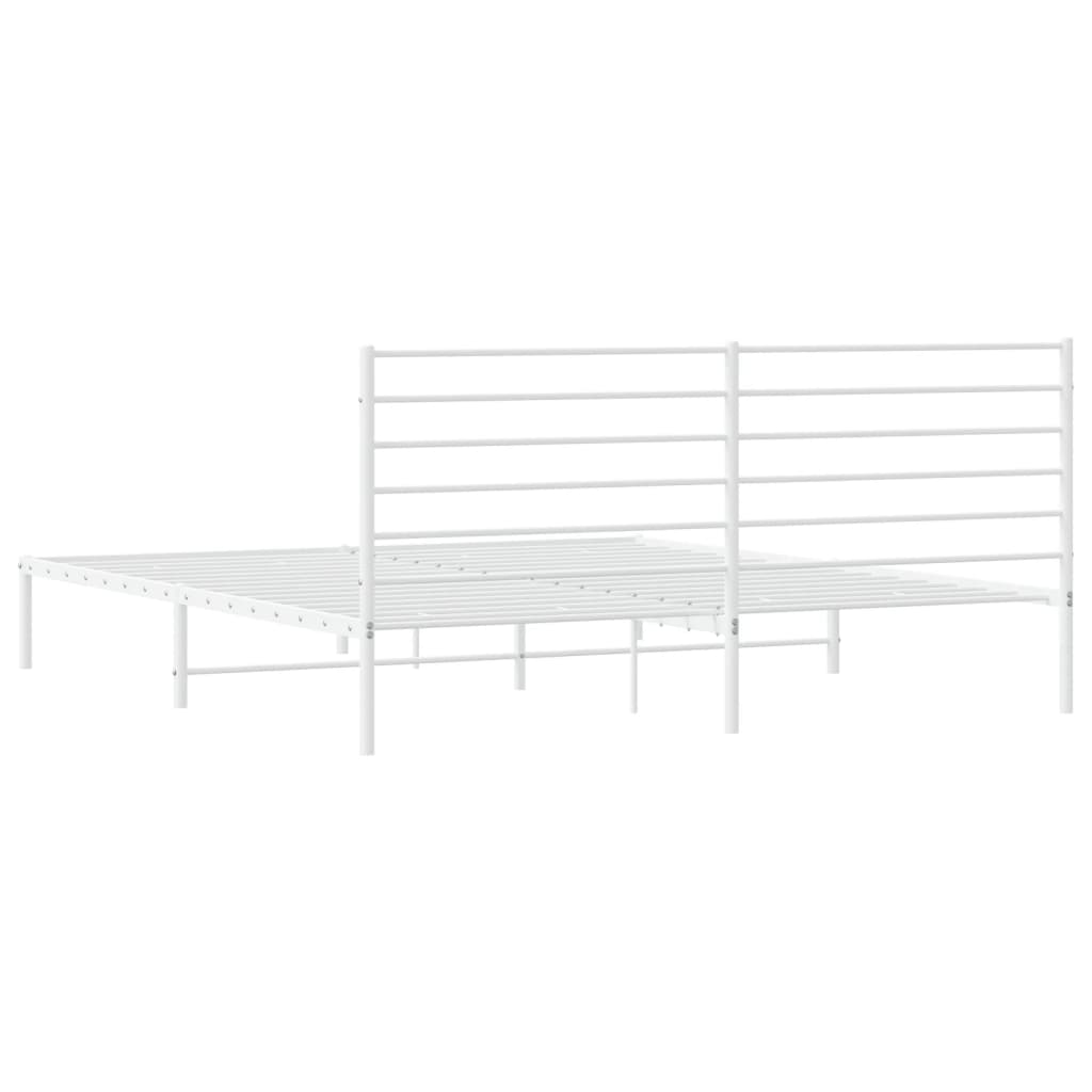 Cadre de lit métal sans matelas et tête de lit blanc 180x200 cm - XIOS