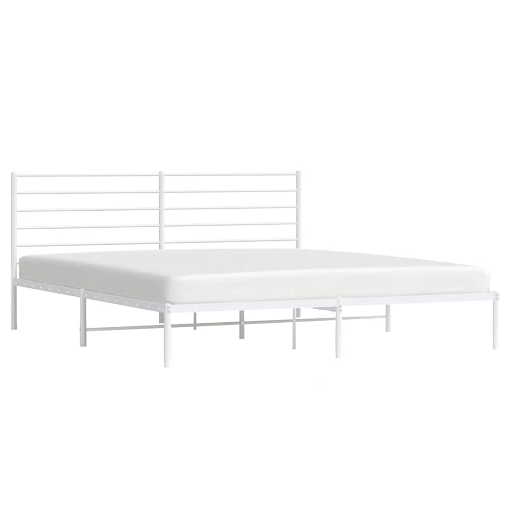 Cadre de lit métal sans matelas et tête de lit blanc 183x213 cm - XIOS