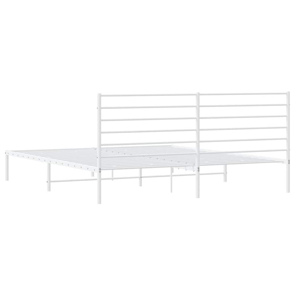 Cadre de lit métal sans matelas et tête de lit blanc 183x213 cm - XIOS