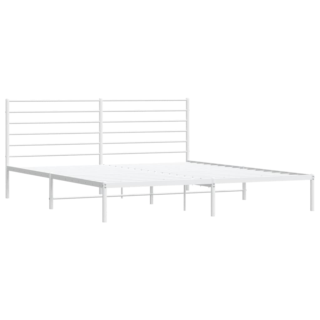 Cadre de lit métal sans matelas et tête de lit blanc 193x203 cm - XIOS