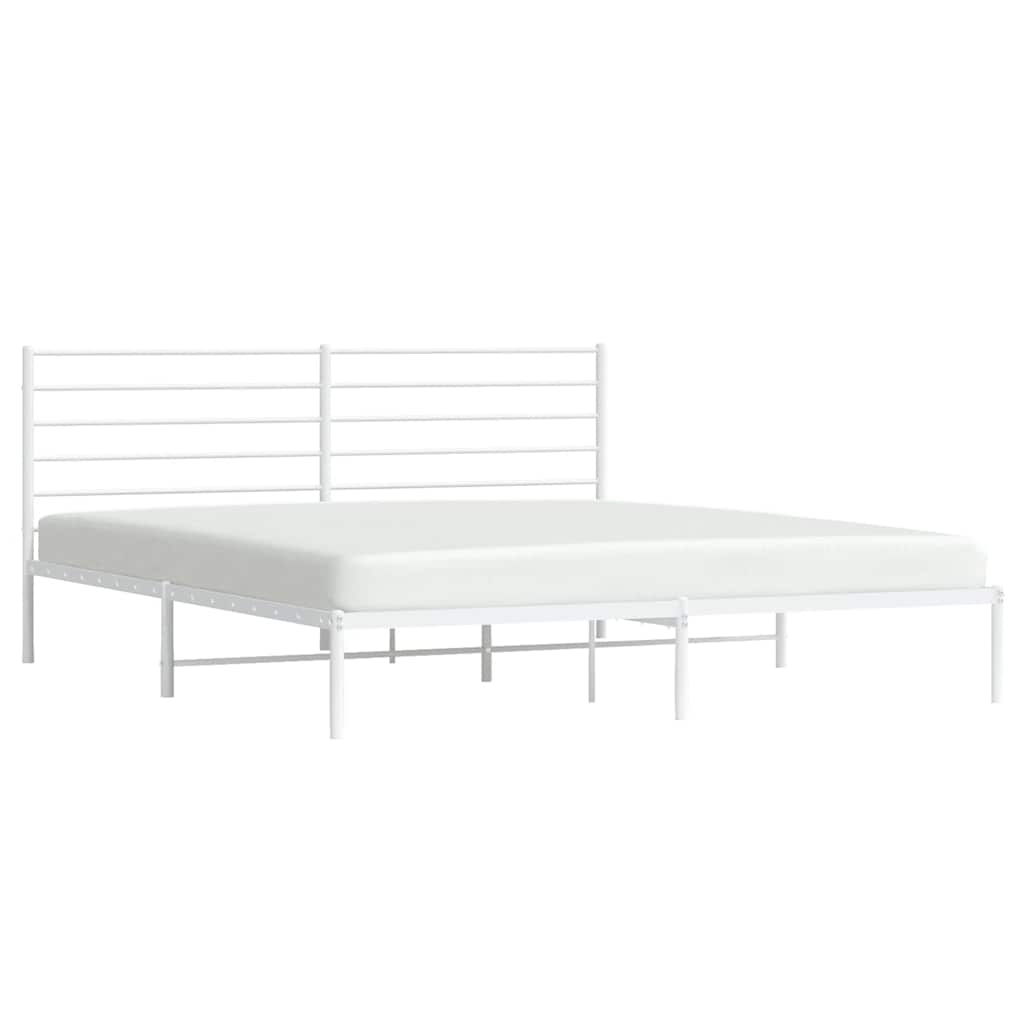 Cadre de lit métal sans matelas et tête de lit blanc 193x203 cm - XIOS