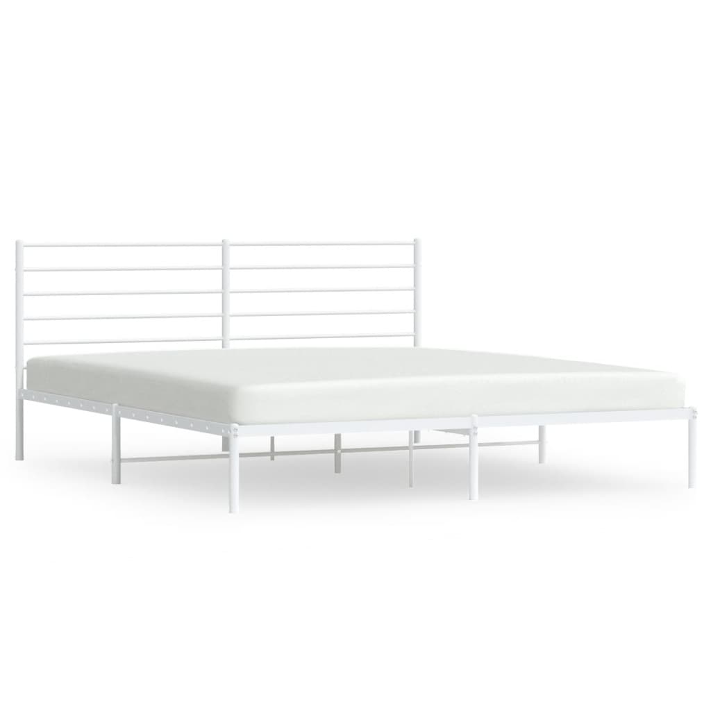 Cadre de lit métal sans matelas et tête de lit blanc 200x200 cm - XIOS