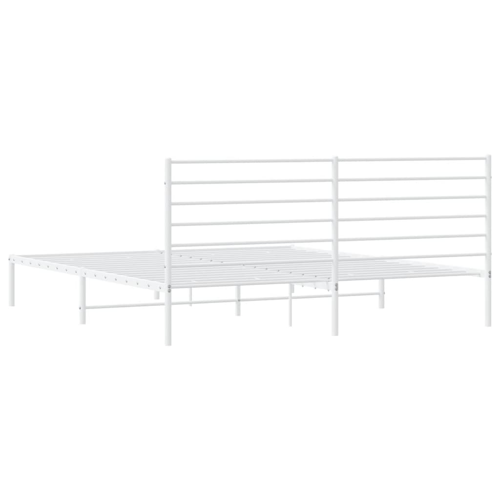Cadre de lit métal sans matelas et tête de lit blanc 200x200 cm - XIOS