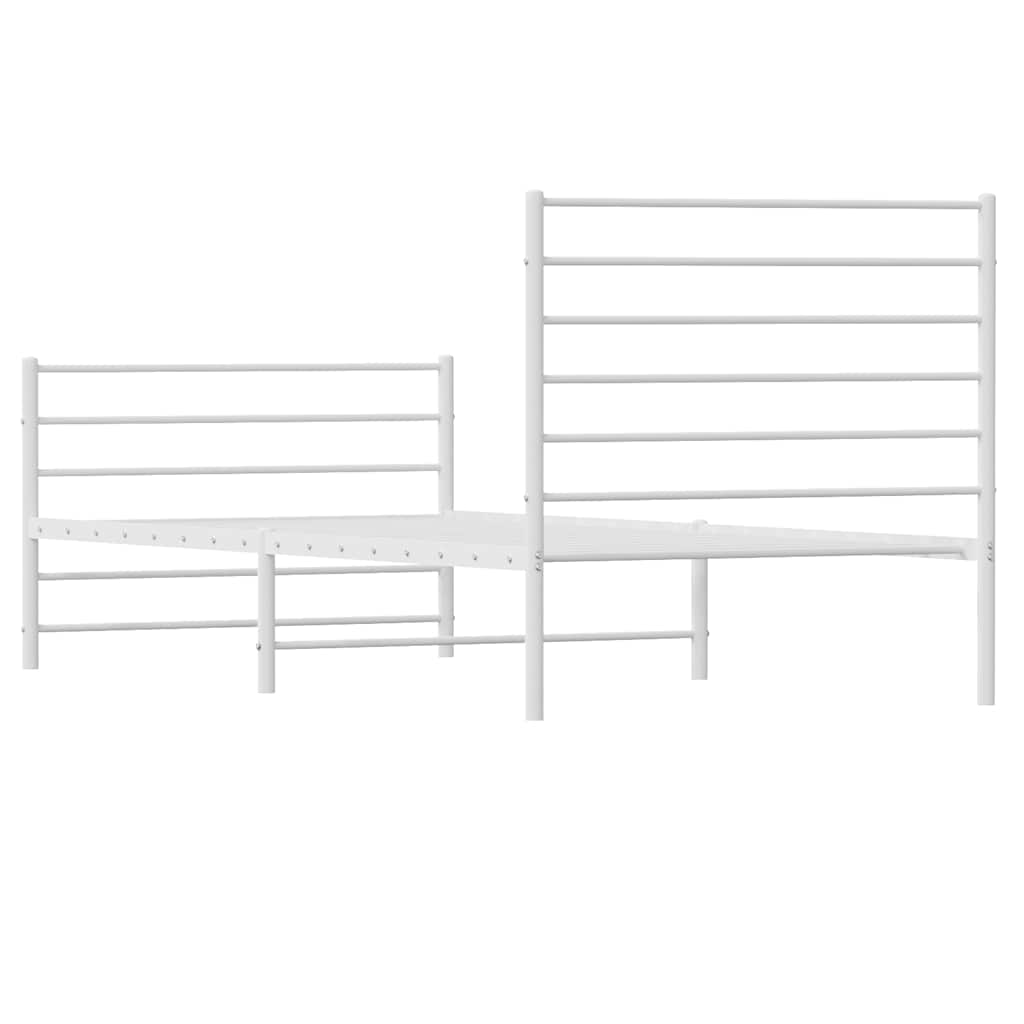 Cadre de lit métal sans matelas et pied de lit blanc 100x190 cm - XIOS