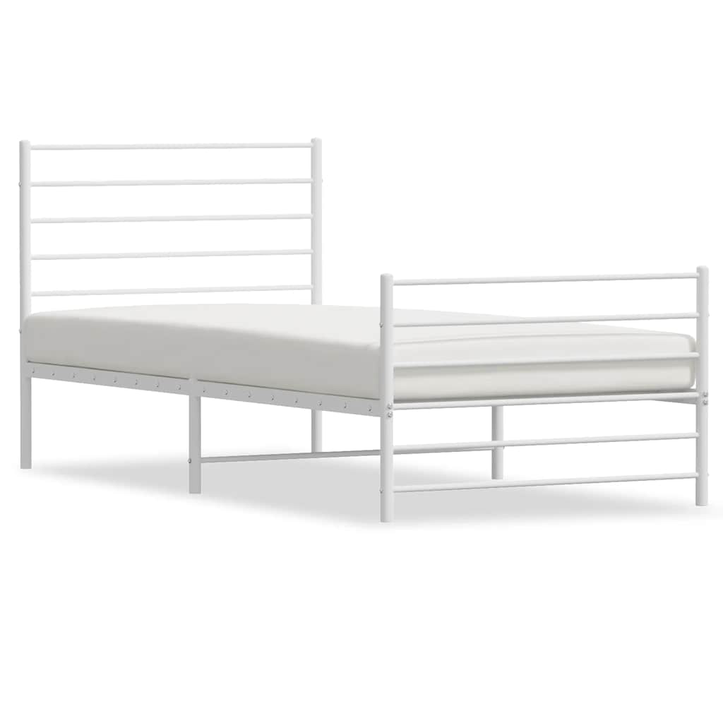 Cadre de lit métal sans matelas et pied de lit blanc 100x200 cm - XIOS
