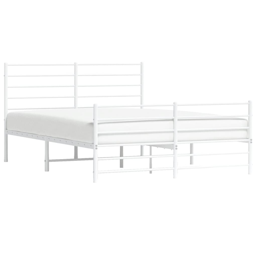 Cadre de lit métal sans matelas et pied de lit blanc 120x190 cm - XIOS