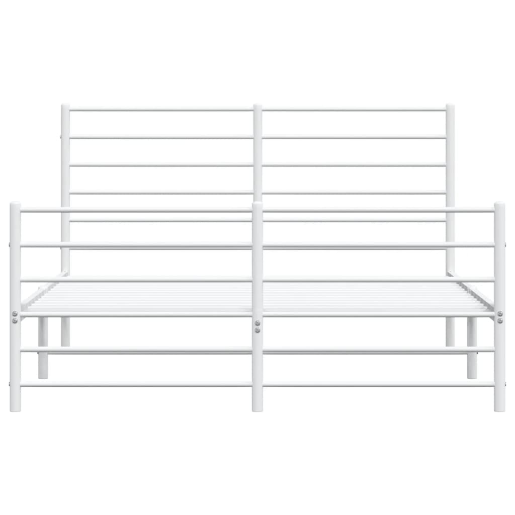 Cadre de lit métal sans matelas et pied de lit blanc 120x190 cm - XIOS
