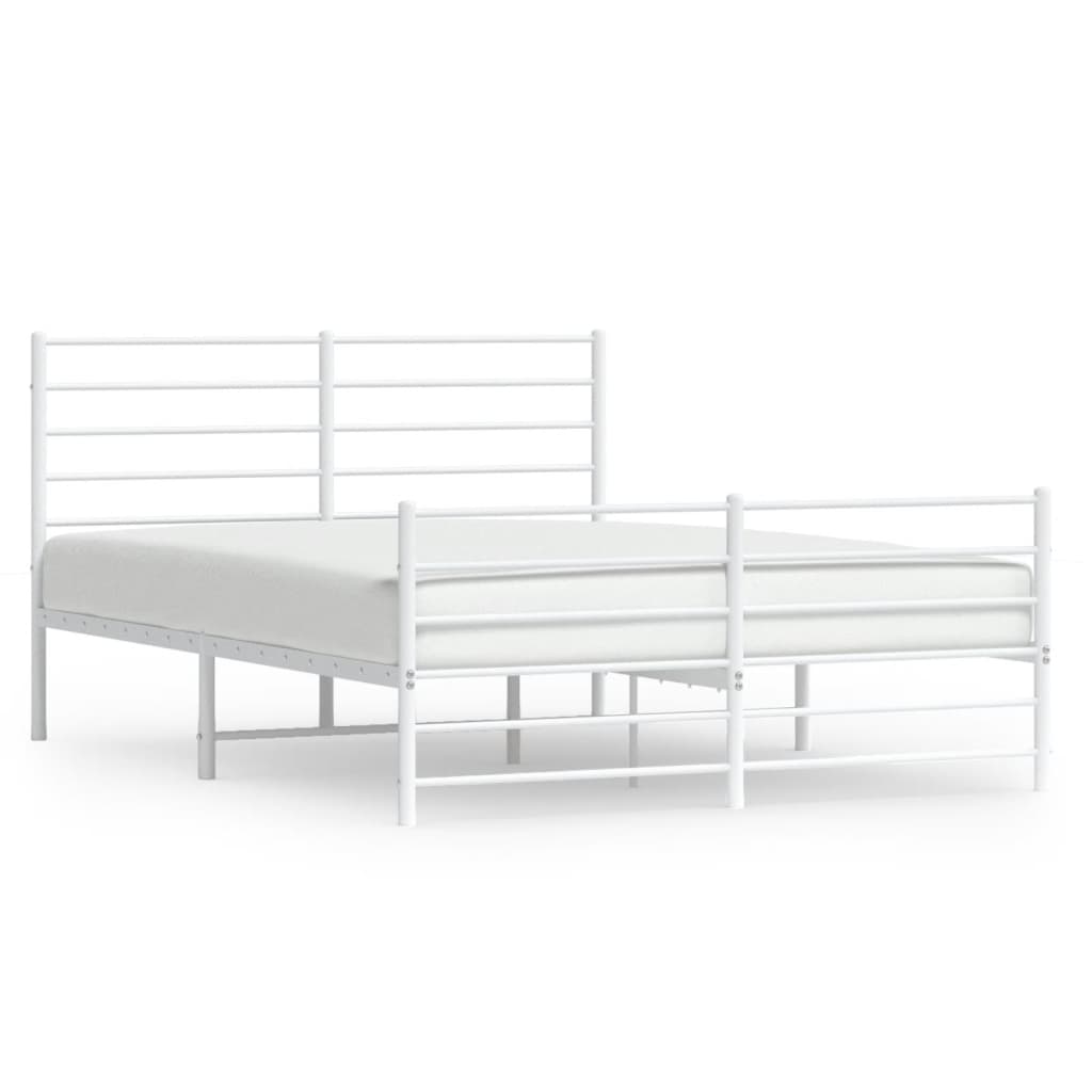 Cadre de lit métal sans matelas et pied de lit blanc 120x200 cm - XIOS