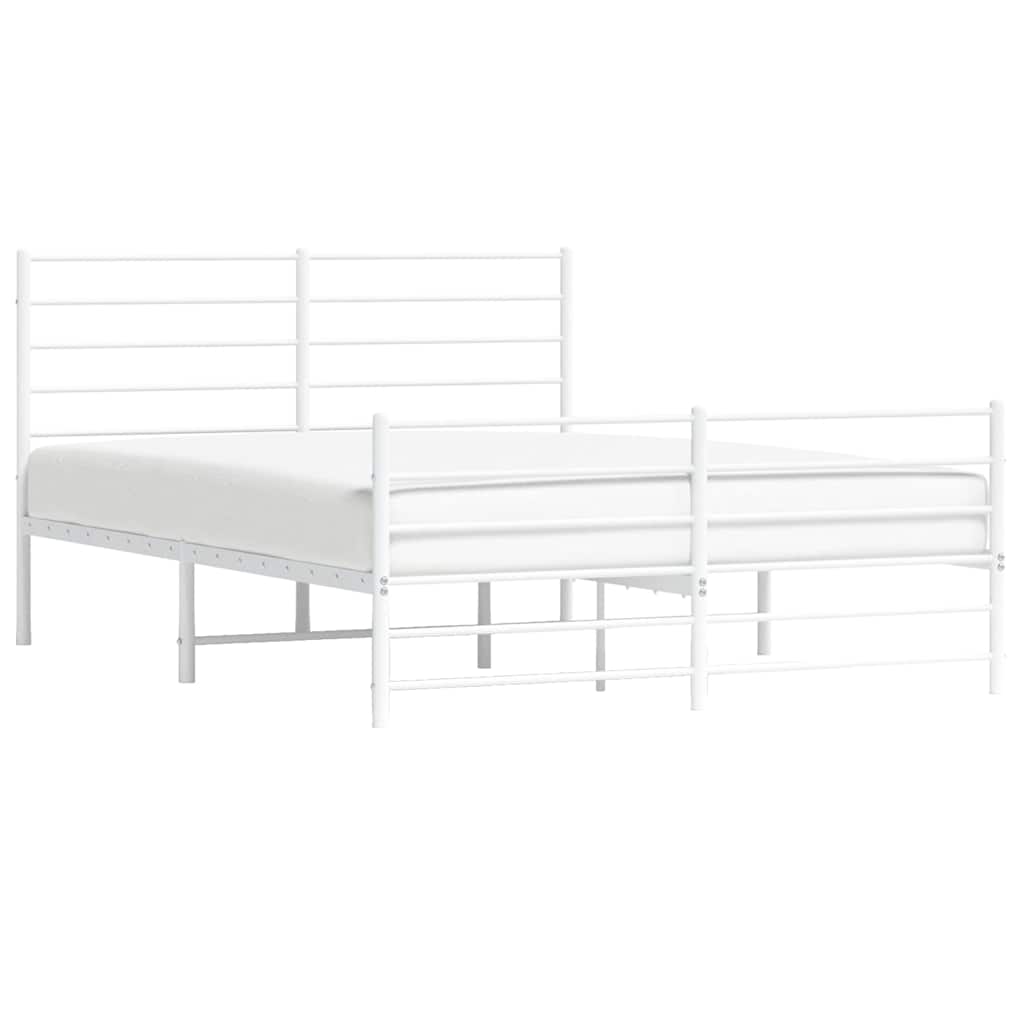 Cadre de lit métal sans matelas et pied de lit blanc 135x190 cm - XIOS