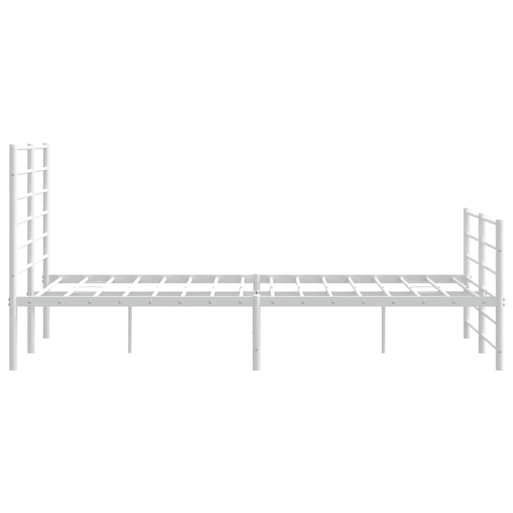 Cadre de lit métal sans matelas et pied de lit blanc 135x190 cm - XIOS
