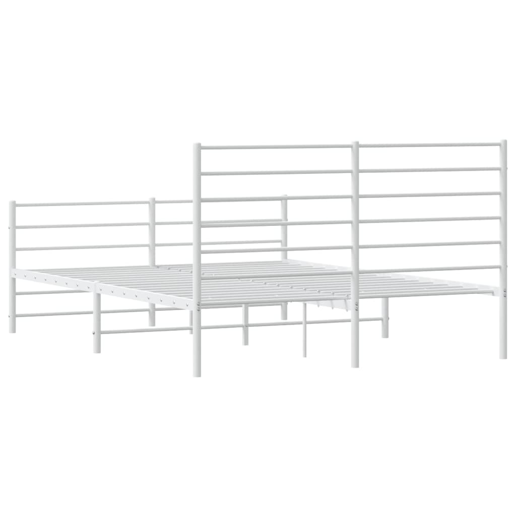 Cadre de lit métal sans matelas et pied de lit blanc 140x190 cm - XIOS