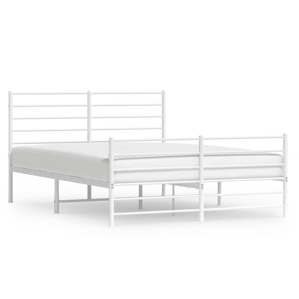 Cadre de lit métal sans matelas et pied de lit blanc 140x200 cm - XIOS