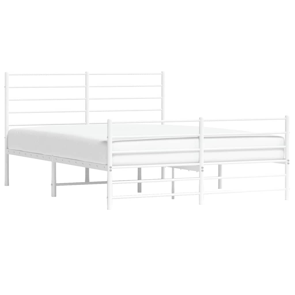 Cadre de lit métal sans matelas et pied de lit blanc 140x200 cm - XIOS