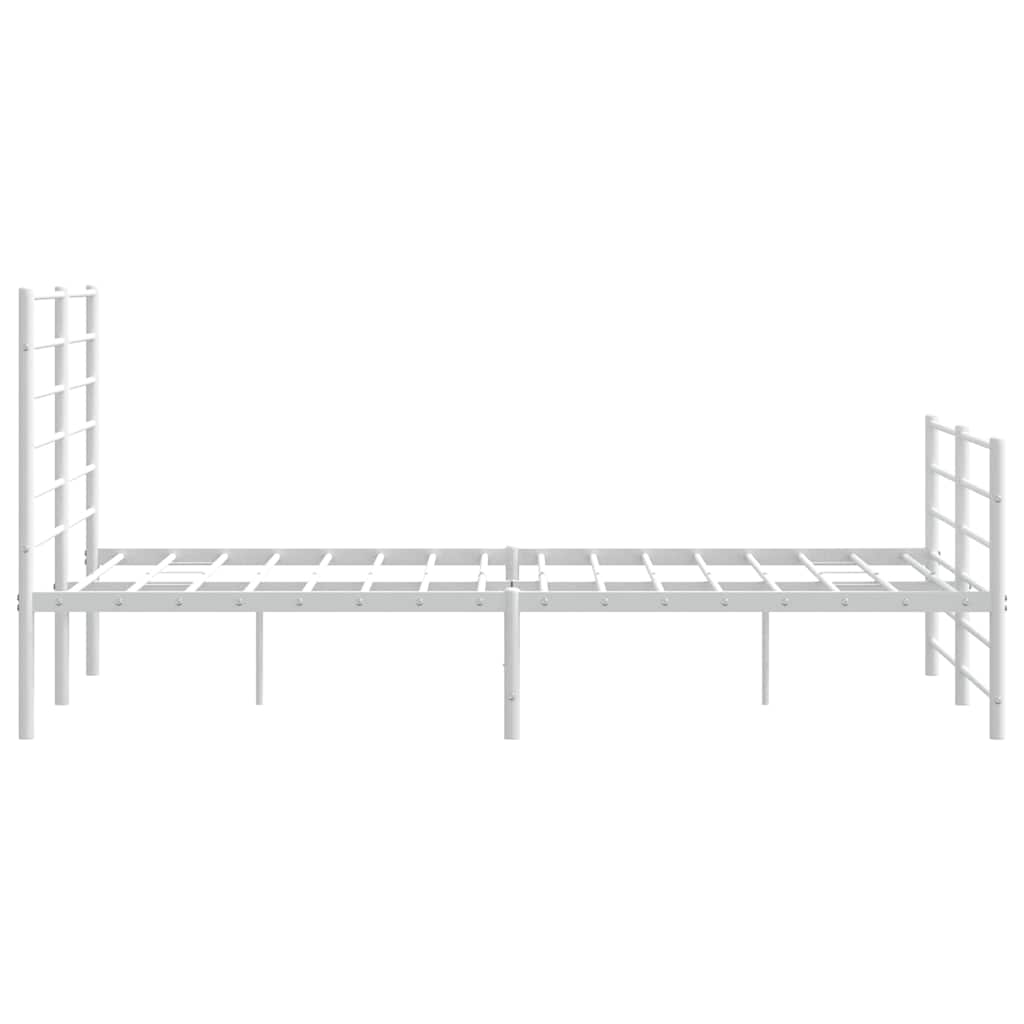 Cadre de lit métal sans matelas et pied de lit blanc 140x200 cm - XIOS
