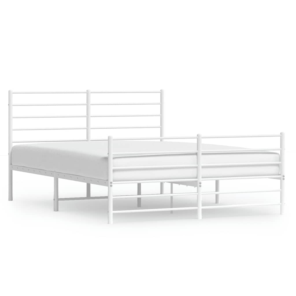 Cadre de lit métal sans matelas et pied de lit blanc 150x200 cm - XIOS