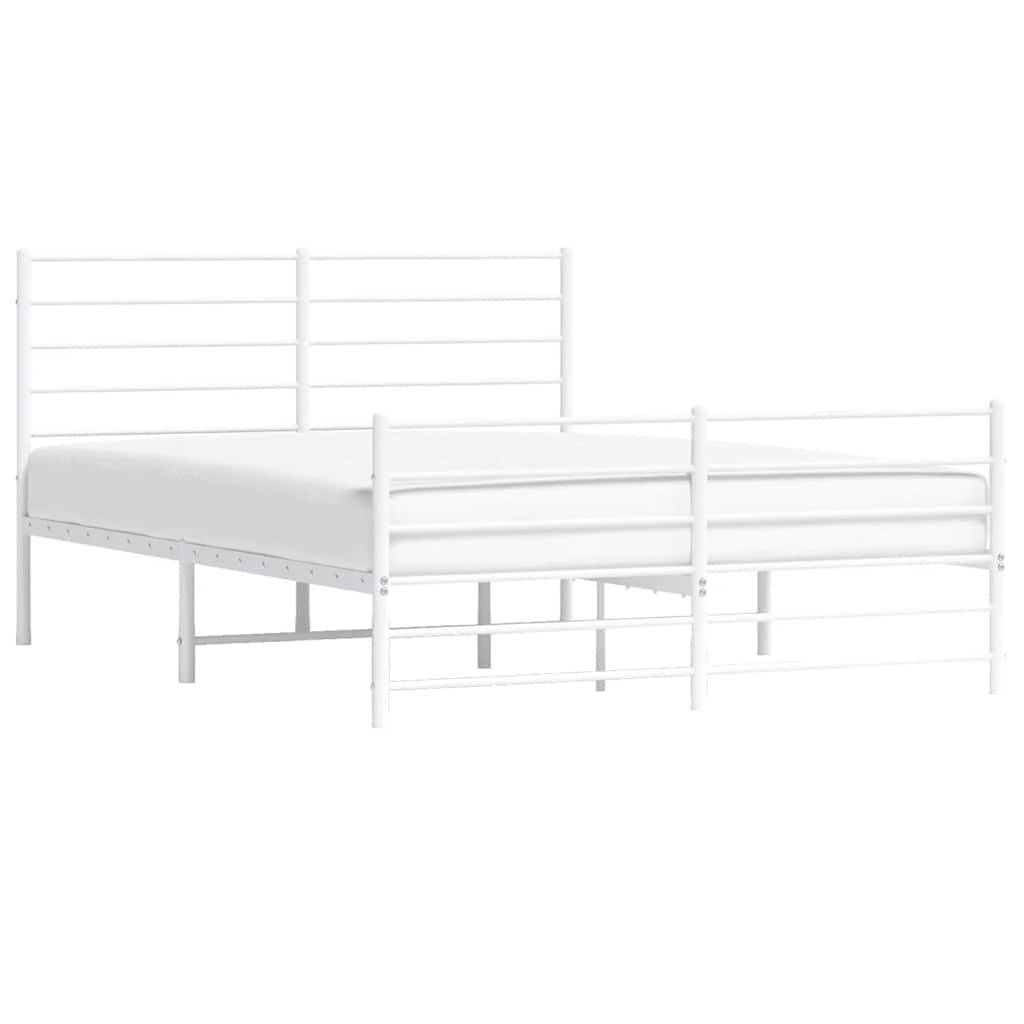Cadre de lit métal sans matelas et pied de lit blanc 150x200 cm - XIOS
