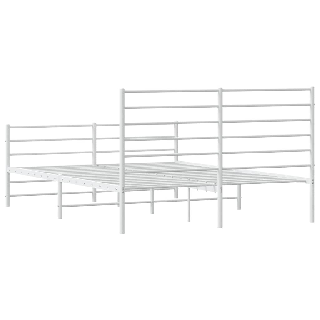 Cadre de lit métal sans matelas et pied de lit blanc 150x200 cm - XIOS