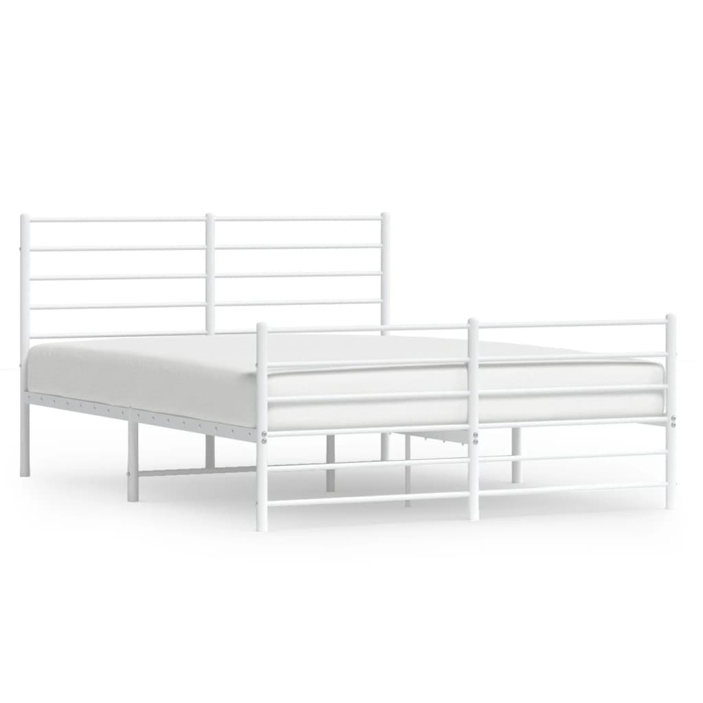 Cadre de lit métal sans matelas et pied de lit blanc 160x200 cm - XIOS