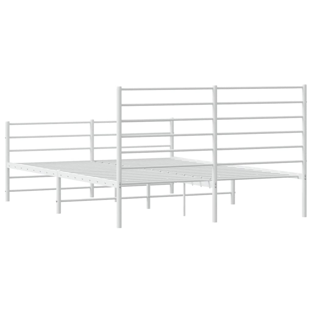 Cadre de lit métal sans matelas et pied de lit blanc 160x200 cm - XIOS