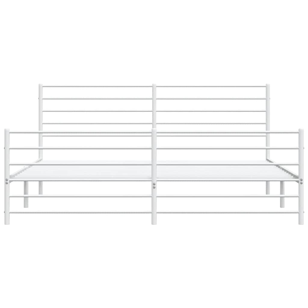 Cadre de lit métal sans matelas et pied de lit blanc 180x200 cm - XIOS